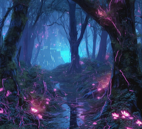 神秘森林的壁纸艺术，黑科技与动漫融合